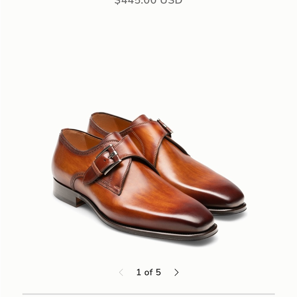 Magnanni Men's Marco II Monk Strap Leather Dress Shoes in Cognac